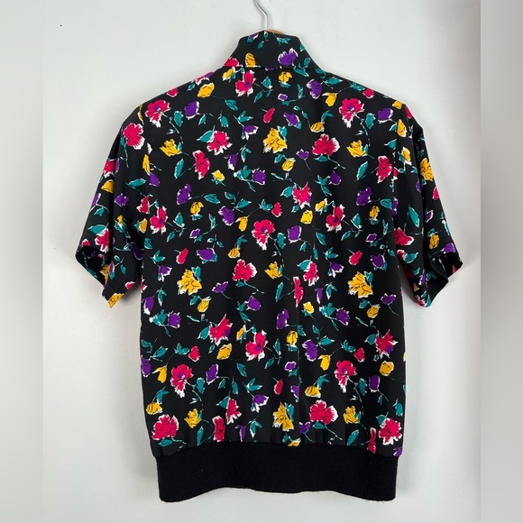 Vintage Alfred Dunner Black & Multicolour Floral AOP Matching Skirt & Blouse 10 - Picture 4 of 8